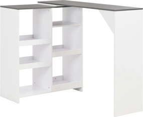 vidaXL fehér bárasztal mozgatható polccal 138 x 39 x 110 cm