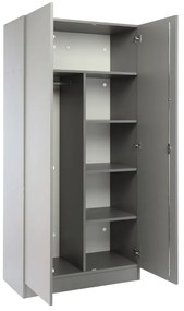 Fa gardrób Visio LUX, 90 x 45 x 185 cm, hengerzár, szürke