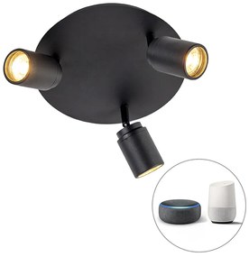 Okos fürdőszoba spotlámpa fekete IP44 3 wifi GU10-essel - Ducha