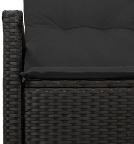 2-Személyes Kerti Kanapé Tárolóval és Párnákkal Fekete Poli Rattan