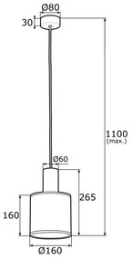 Argon 4248 - Csillár zsinóron HERMAN 1xE27/15W/230V sárgaréz/fekete