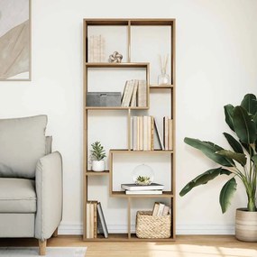 kézműves tölgy szerelt fa elválasztó könyvespolc 67x25x161,5 cm