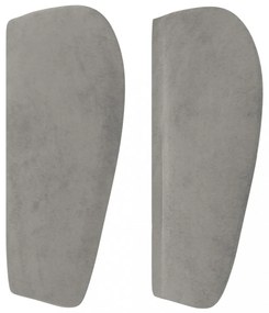 világosszürke bársony fejtámla szárnyakkal 93x23x78/88 cm