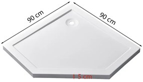 Celtic 90x90 cm ötszögletű zuhanykabin zuhanytálcával