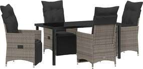vidaXL Kert étkező szett párnával 5 pcs Szürke polirattan