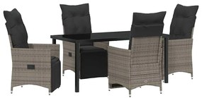 vidaXL Kert étkező szett párnával 5 pcs Szürke polirattan