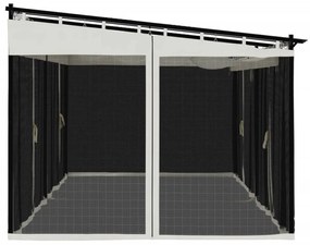 krémszínű acél pavilon hálós oldalakkal 6 x 3 m