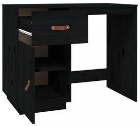 fekete tömör fenyőfa íróasztal 90 x 50 x 75 cm
