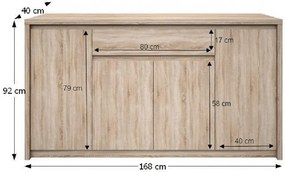 Komód, DTD laminált, tölgy sonoma, NORTY TYP 11