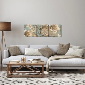 Arany virágok képe (órával) (90x30 cm)
