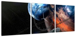 Egy bolygó képe az űrben (órával) (90x30 cm)
