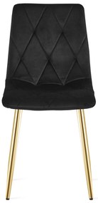 Fekete bársony étkezőszék LIBRA arany lábakkal