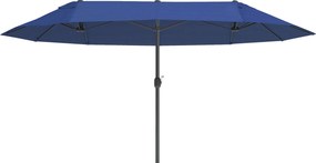 Outsunny Dupla Napernyő 455 x 265 cm, UV védelemmel ellátott napernyő kézi crankkal, erkélyre, strandra vagy kertbe, Kék | Aosom
