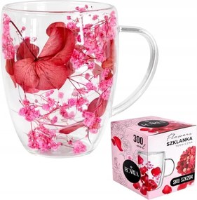 Thermo pohár hortenzia virágokkal kávé tea dekorációs ajándék