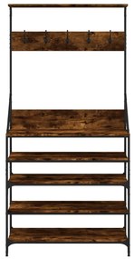 füstös tölgy színű ruhafogas cipőpolccal 90x34x184 cm