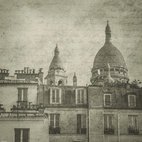 Poszter 40x40cm Lakóépületek kupolákkal Sacre Coeur Bazilika, Assaf Fr