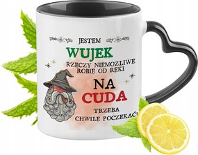 Fekete Bögre Szív Alakú Füllel Ajándék Nyomtatott