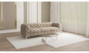 Szürkésbézs bársony kanapé 243 cm Chelsea – Ropez