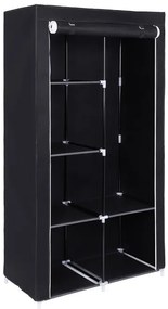Szövet ruhásszekrény / mobil gardrób - 88 x 168 cm (fekete)