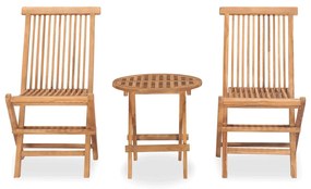 vidaXL 3 részes kültéri összecsukható tömör tíkfa étkezőgarnitúra