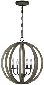 Elstead FE-ALLIER-4P-WW - Csillár láncon ALLIER 4xE14/60W/230V tölgy