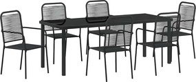 vidaXL Kert étkező szett 7 pcs Fekete Porszórt acél