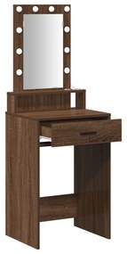 Sminkasztal LED világítással Barna tölgy 50x41x140 cm