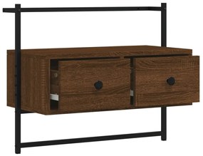 barna tölgyszínű szerelt fa fali TV szekrény 60,5 x 30 x 51 cm