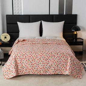 STRWBERRY rózsaszín ágytakaró mintával Méret: 220 x 240 cm