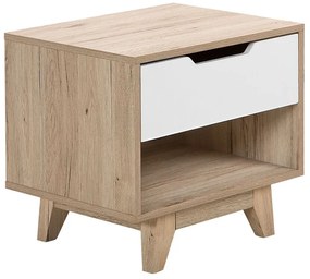 Skandináv Stílusú Fehér És Világos Fa Éjjeliszekrény SPENCER Beliani