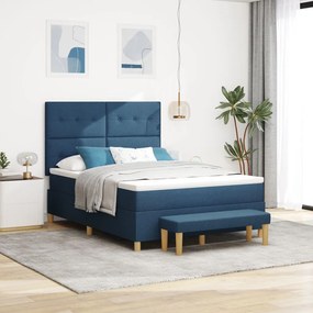 Boxspring Ăgy Matraccal Ă©s Pad KĂ©k 160x200 cm Szövet