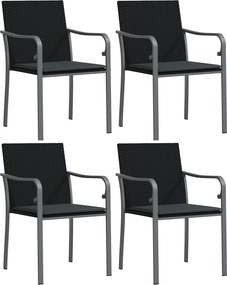 vidaXL 4 db fekete polyrattan kerti szék párnával 56x59x84 cm