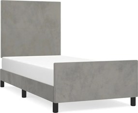 vidaXL világosszürke bársony ágykeret matrac nélkül 90x200 cm