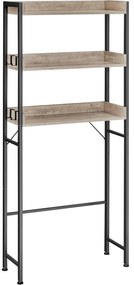 3 Szintes WC/mosógép fölé helyezhető polc szürkés-bézs és fekete színben