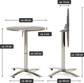 Bistro asztal kerek összecsukható 60 cm