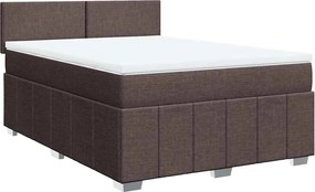 vidaXL sötétbarna szövet rugós ágy matraccal 140 x 190 cm
