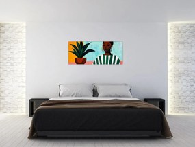 Kép - Nő virággal (120x50 cm)