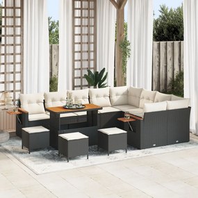Kerti Kanapé Szett 13 pcs Fekete és krémszínű 110 x 55 x 71 cm