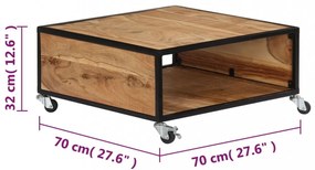 tömör akácfa dohányzóasztal 70 x 70 x 32 cm
