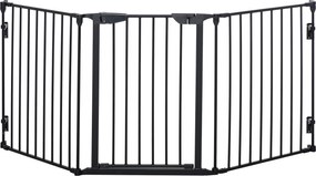PawHut Összecsukható Kutya Korlát 180x74.5 cm Pet Gate 3 Panellel és Automata Zárral Biztonsági Kapu Lépcsőhöz és Folyosóra Fekete | Aosom