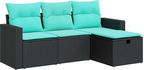 vidaXL 4 részes fekete polyrattan kerti ülőgarnitúra párnákkal