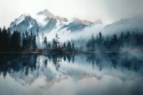 Fotótapéta Flizelina Tájkép Lengyel Hegyek Tátra Tó Hó 104x70,5 ragasztó