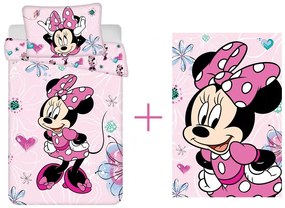 Disney Minnie gyerek ágyneműhuzat és polár takaró szett (flowers)