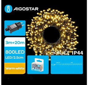 Aigostar B.V. Aigostar - LED Karácsonyi kültéri lánc 800xLED/8 funkció 23m IP44 meleg fehér AI1405