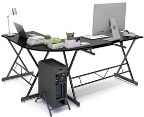 L alakú íróasztal-fekete