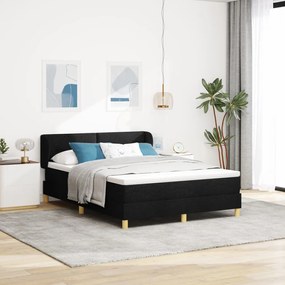 Boxspring Ágy Matrac Terítővel, Fekete, 140x200 cm, Szövet