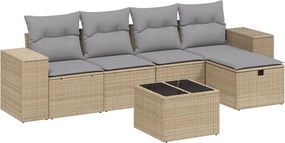 vidaXL 6 részes vegyes bézs polyrattan kerti ülőgarnitúra párnákkal