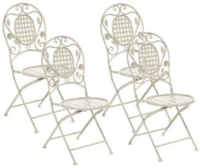 Összecsukható törtfehér kerti szék négydarabos szettben BIVIO Beliani