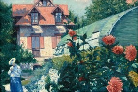 Kép - Gustave Caillebotte, Dahlias, Garden at Petit Gennevilliers, reprodukciók (90x60 cm)