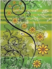 Tavaszi tapéta Absztrakt Elegáns Flóra Zöld Sárga 184x254 vinil+ragasztó